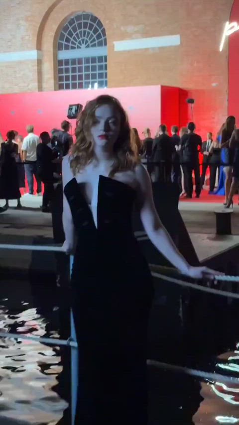celebrity dress green eyes redhead tease clip