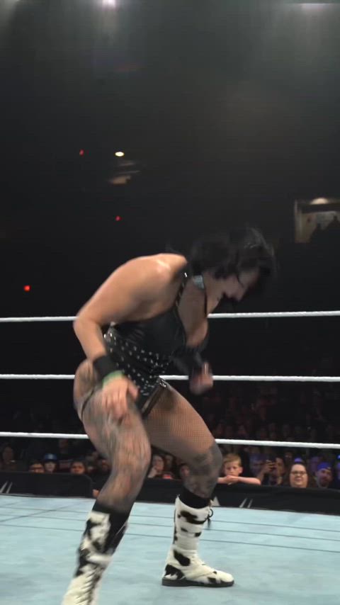 WWE Superstar Rhea Ripley performs a very interesting move. (2 angles)