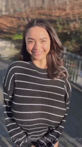 Gorgeous gal with the huge reveal