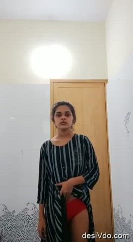 bathroom desi selfie striptease clip