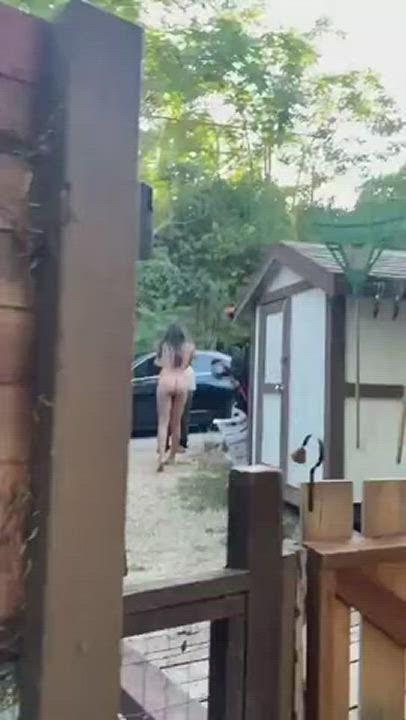 delivery naked nude public clip