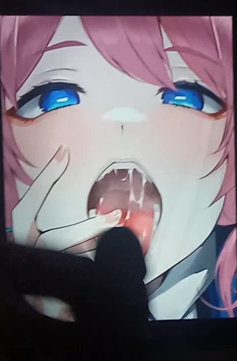 anime cum in mouth hentai male masturbation tongue tribute clip