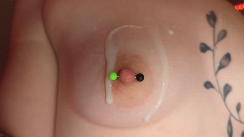 Cum on my puffy pierced nipples?