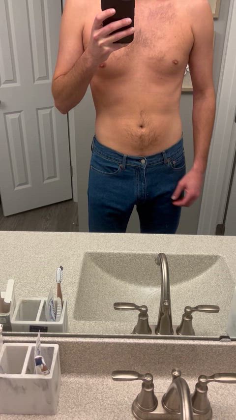 bwc cock fat cock jeans pants selfie thick cock clip