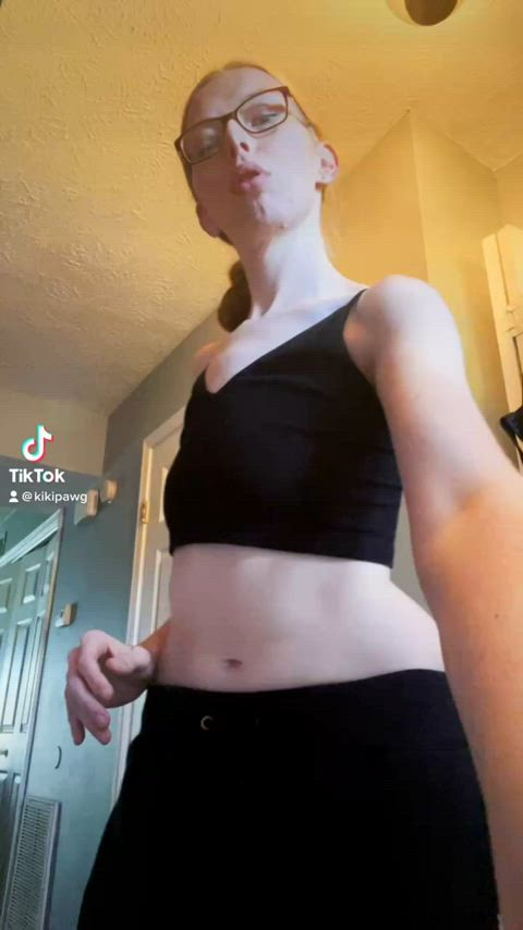 bra clothed skinny slimthick small tits tall tiktok clip