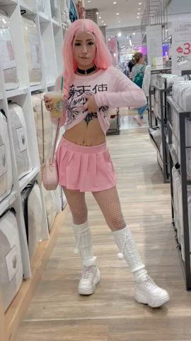 anime egirl gamer girl public teen clip
