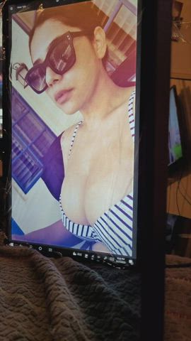 Busty Coworker Vivian Cumtribute in her bikini