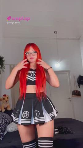 boobs busty naked nerd redhead stripping striptease tiktok clip