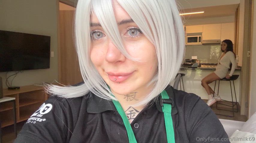 big ass cosplay white hair clip