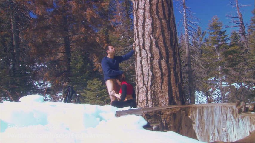 babe doggystyle outdoor pawg snowballing r/fuckoutdoors clip