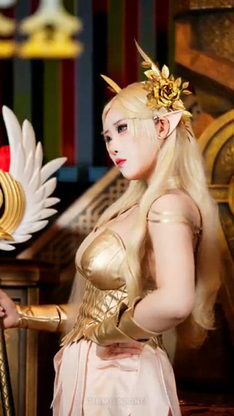 asian blonde cosplay cute elf clip