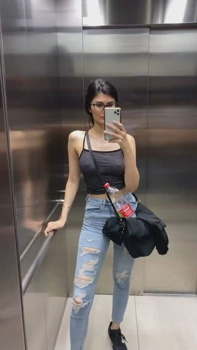 Braless and happy.