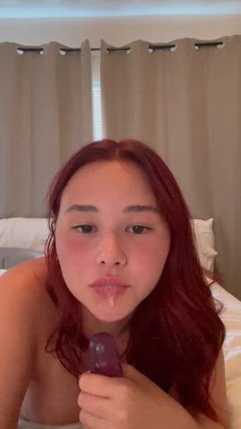 Sloppy and smiling to give you the best blowjob