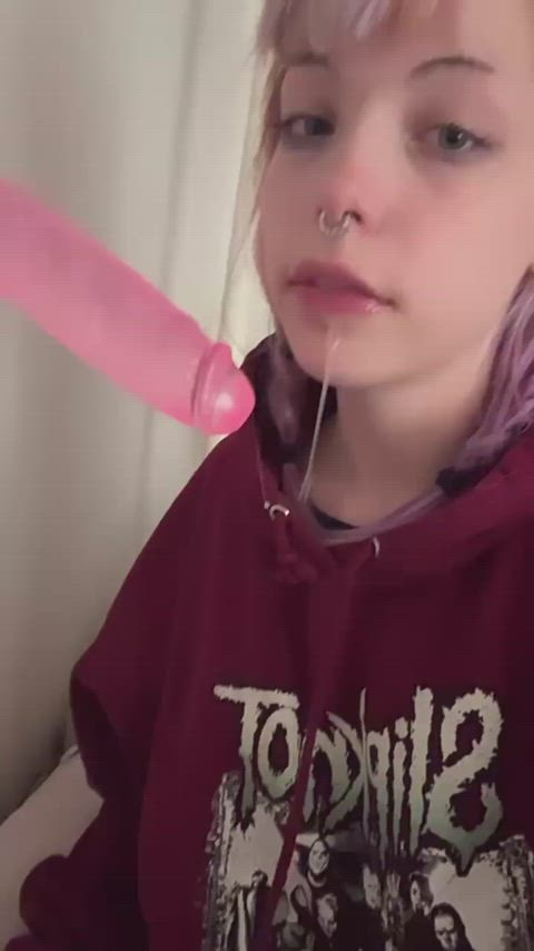 amateur blowjob cute deepthroat dildo homemade petite saliva solo teen alt-girls