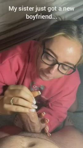 blonde blowjob brother cum in mouth facial glasses sister clip