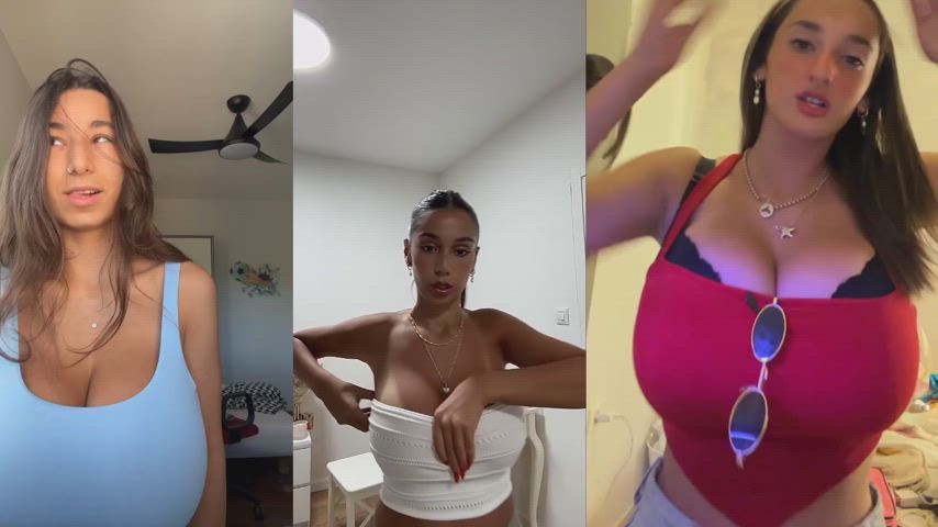 babe big tits boobs cleavage israeli split screen porn tanned teen teens tiktok clip