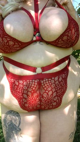 bbw big tits lingerie outdoor clip