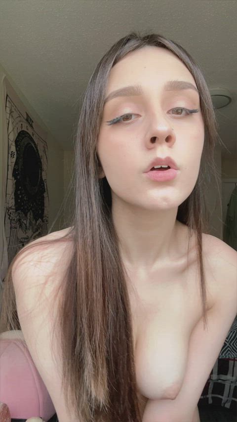 ahegao brunette cute nsfw onlyfans teen tongue tongue fetish topless clip