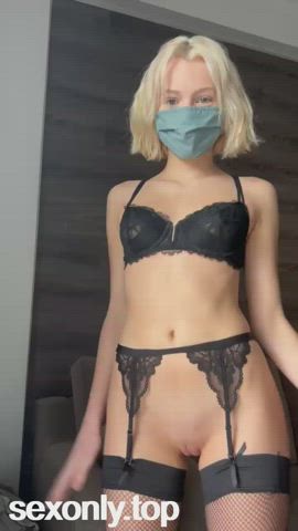 amateur babe barely legal blonde camgirl lingerie onlyfans stockings teen clip