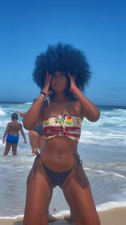 afro bikini ebony thick thighs belly clip