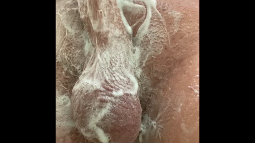 bwc big balls big dick male masturbation masturbating shower soapy clip