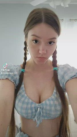 boobs brunette costume cute teen tiktok tits clip