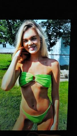 bikini blonde cum cum on tits cumshot facial tribute clip