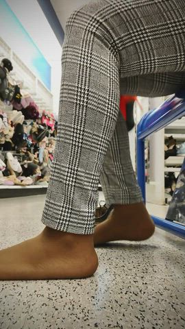 ebony feet foot fetish foot worship heels high heels nylons public clip