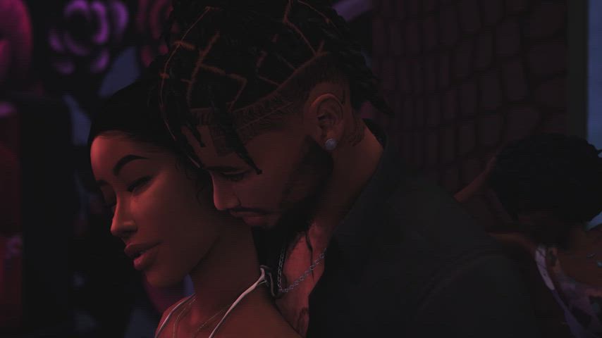 3d cute dancing ebony ebony couple tall clip