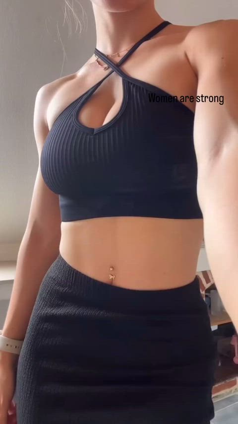 dress fit fitness french glasses muscles muscular girl nerd fit-girls clip
