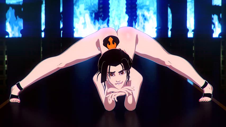 animation ass shaking cartoon flame flexible parody shaking spread villainess clip