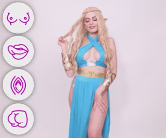 blonde blue cosplay costume elf homemade masturbating tease clip