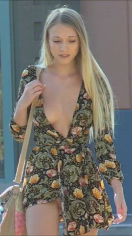 braless cute non-nude public clip