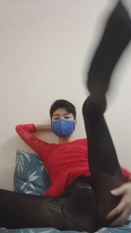 asian crossdressing femboy tights twink clip