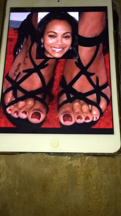 cum on feet cumshot feet fetish zoe saldana clip