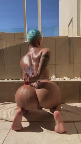 big ass femboy gay oil oiled clip
