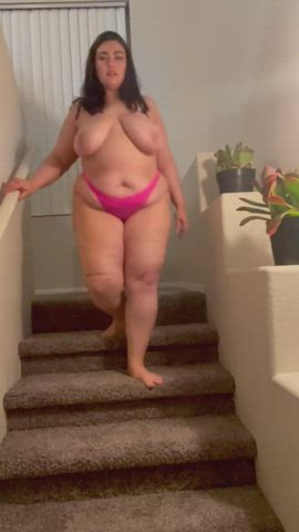 bbw big tits jiggling natural tits panties saggy tits tits clip