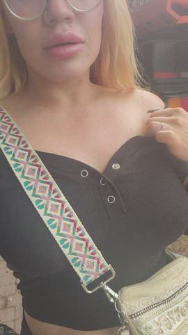 big tits blonde european exhibitionism nipples nipslip public tits clip