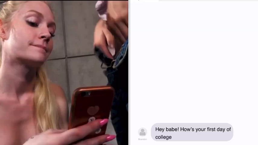 blonde blowjob caption cheating college cuckold clip