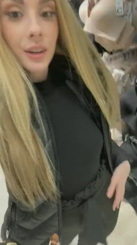 blonde masturbating public selfie clip