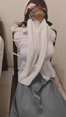 asian blindfolded handcuffed hijab malaysian muslim tease clip