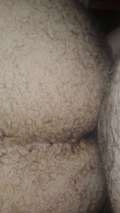 A gorgeous and thick cock pulling out of my hairy bear pussy