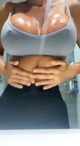 big tits huge tits rubbing clip