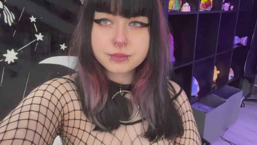 big ass big tits fishnet goth nipple piercing clip