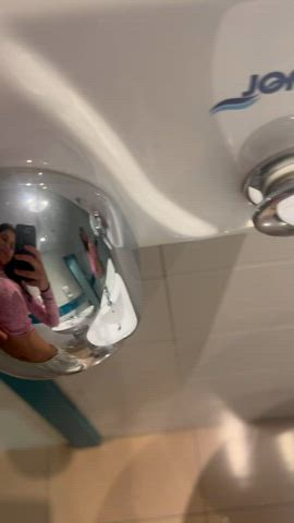 bathroom big tits brunette flashing gaby napoles onlyfans clip