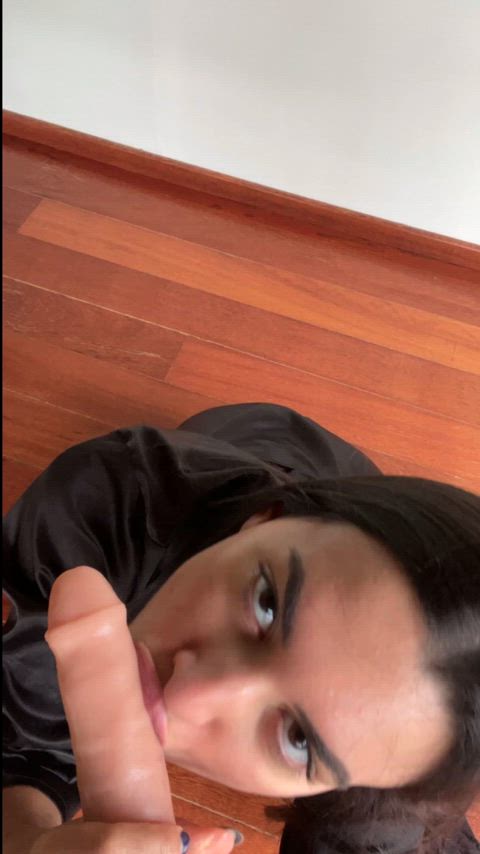 big eyes blowjob brown eyes brunette dildo eye contact intense onlyfans teen clip