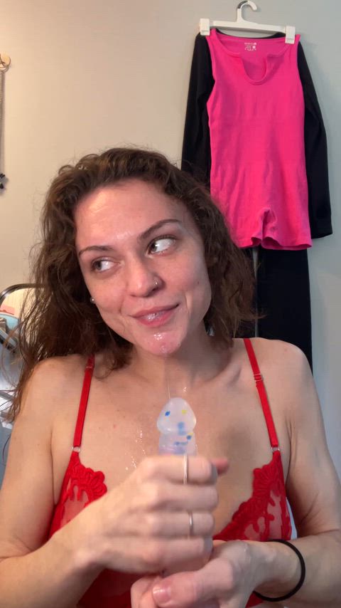blowjob drool eye contact gag handjob laughing sloppy slutty spit wet and messy adorable-porn