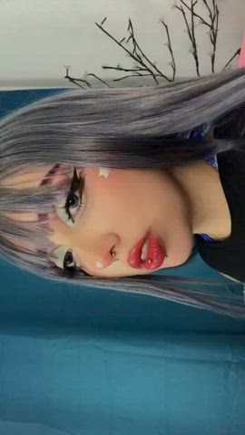 ahegao anime blue eyes cute latina lips pretty tongue fetish clip